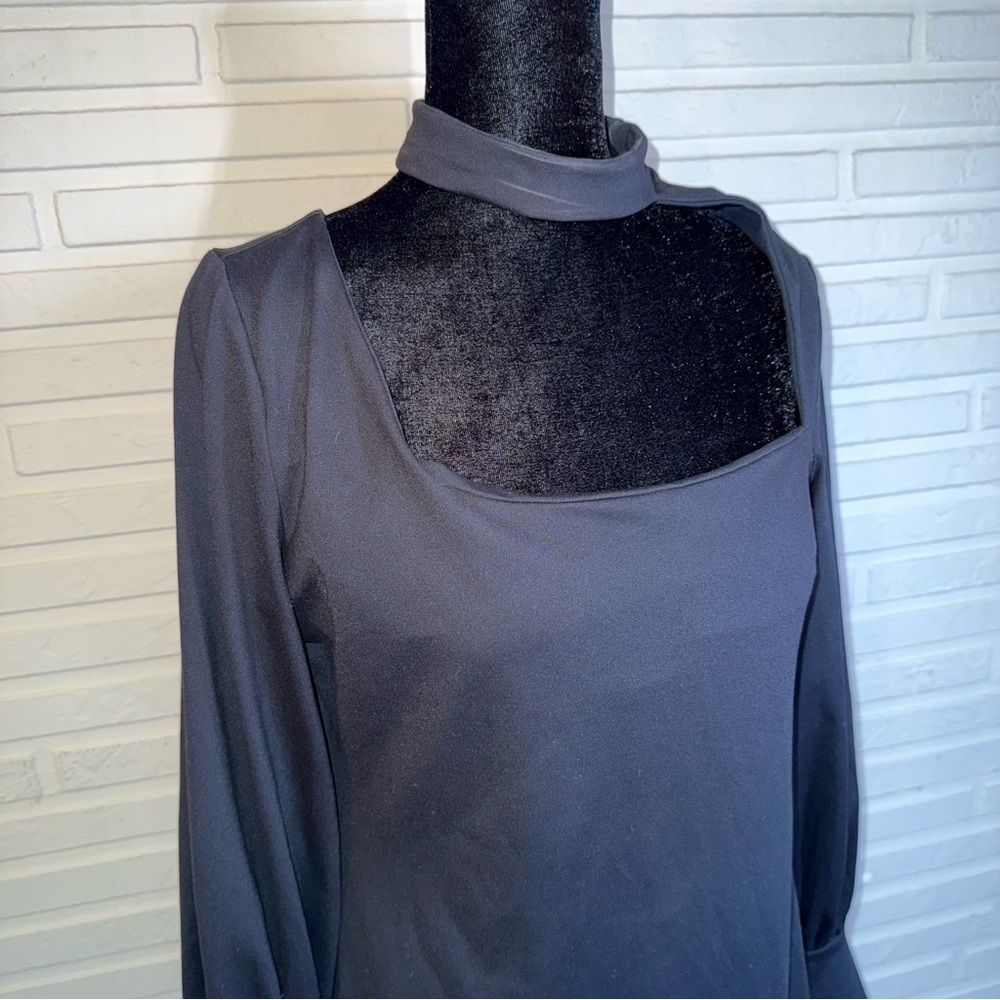 Susana Monaco Black Choker Neck Cutout Fit & Flare Minidress, Women’s Size XL - Picture 6 of 13
